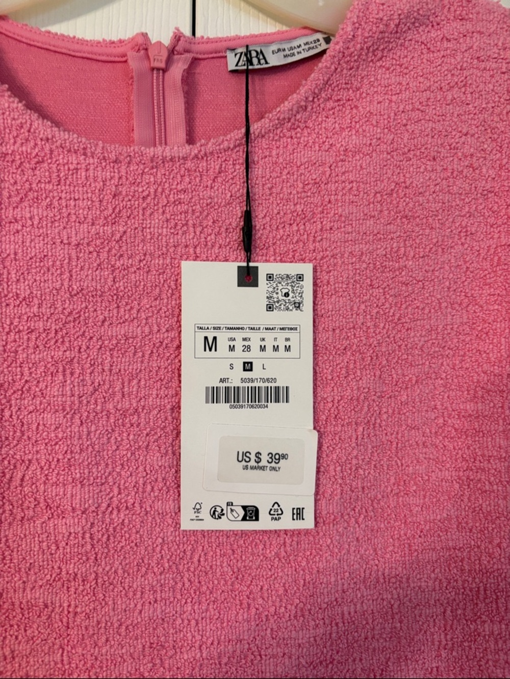 Zara Pink Textured Cap-Sleeve Mini Dress - Picture 2 of 3